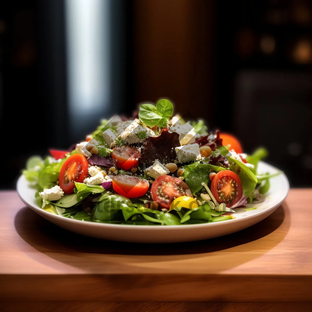 Picture of Gourmet salad with cheese and vegetables.