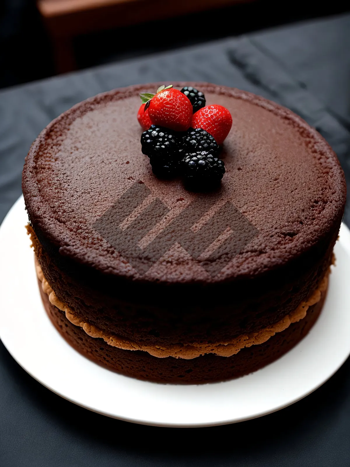 Picture of Delectable Berry Chocolate Cake with Chocolate Sauce