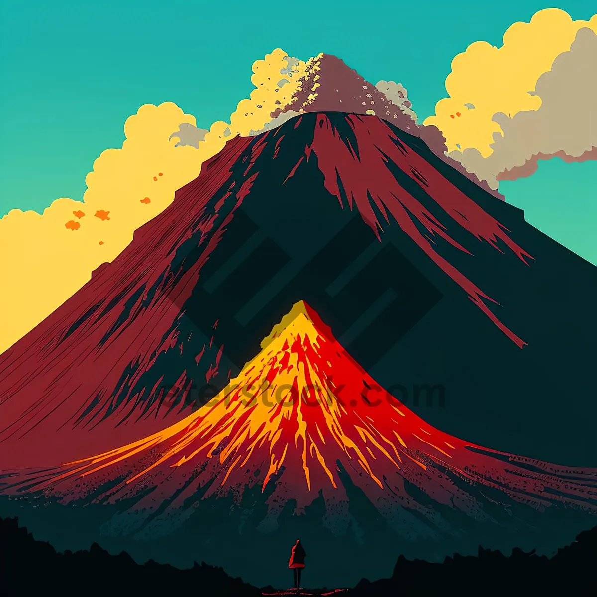 Picture of Volcano Majesty: A Digital Artistic Map of Natural Elevation