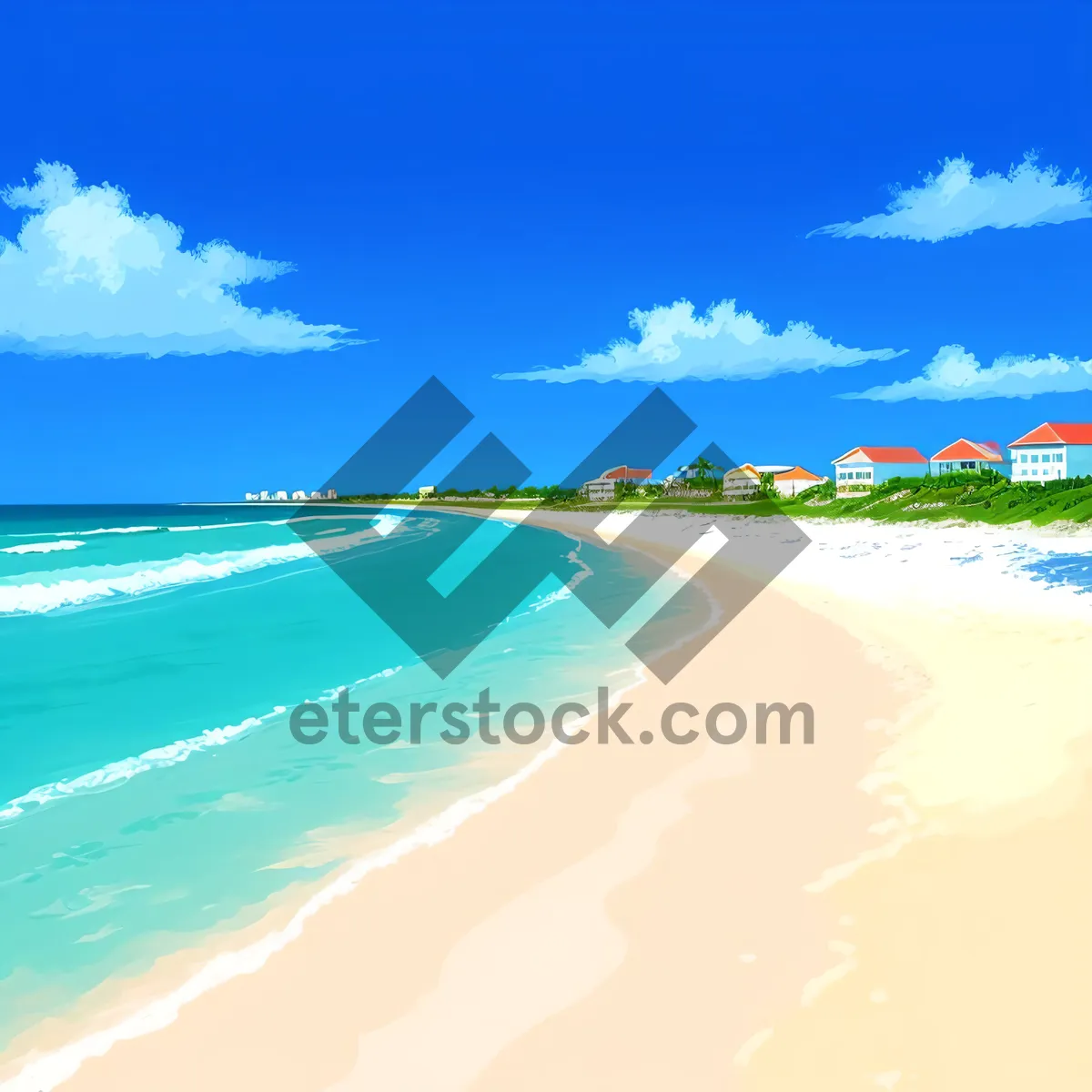 Picture of Serene Ocean Paradise: Tropical waves on sandy beach.