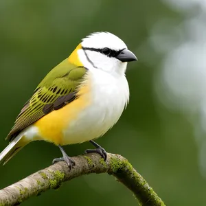 Wild Warbler Perched on Branch with Feathers