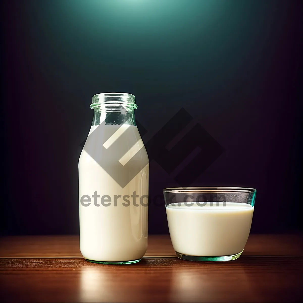 Picture of Refreshing Milk in Glass Bottle with Saltshaker