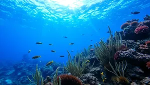 Colorful Marine Life in Sunlit Coral Reef