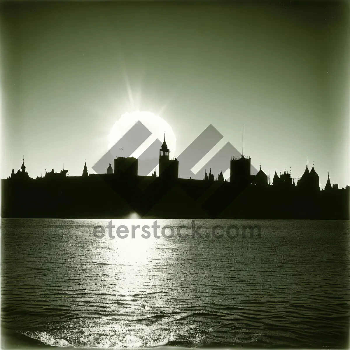 Picture of Riverside Mosque under Starlit City Skyline