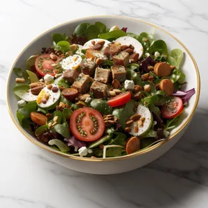 Delicious Vegetarian Salad with Fresh Vegetables and Sauce