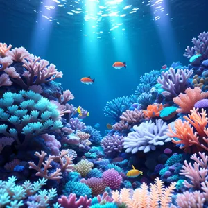 Vibrant Marine Life in Coral Reef Ecosystem