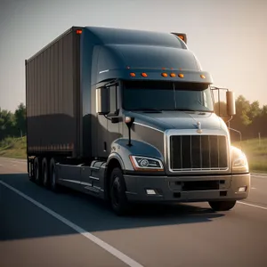 Speeding freight truck on the highway