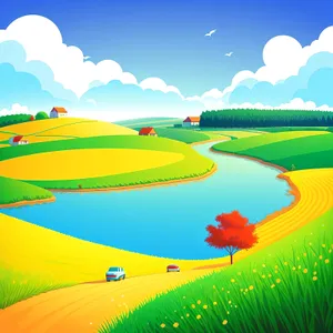 Serene Summer Sky over Countryside Meadow