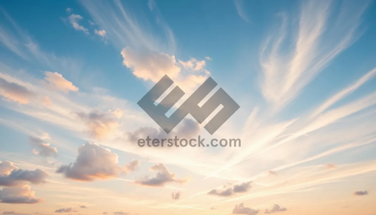 Picture of Summer sky with fluffy clouds over meadow