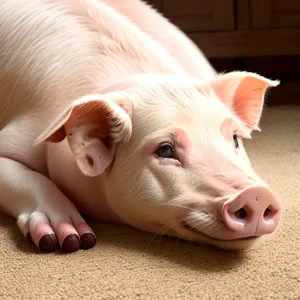 Cute Pink Piglet on Farm