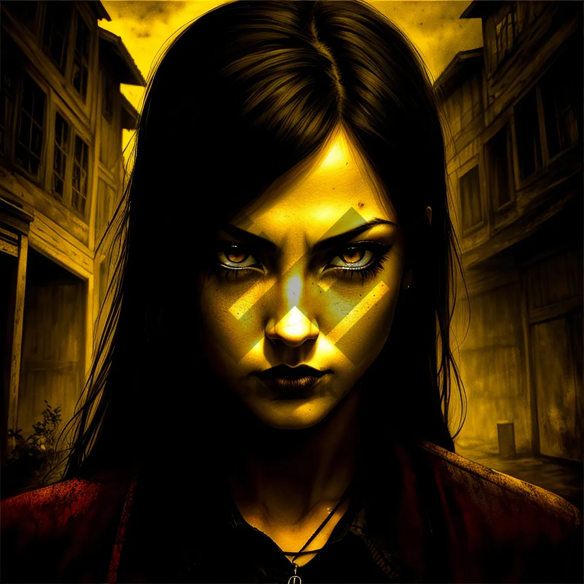 Picture of Dark allure: Seductive masked fashion portrait of attractive brunette.