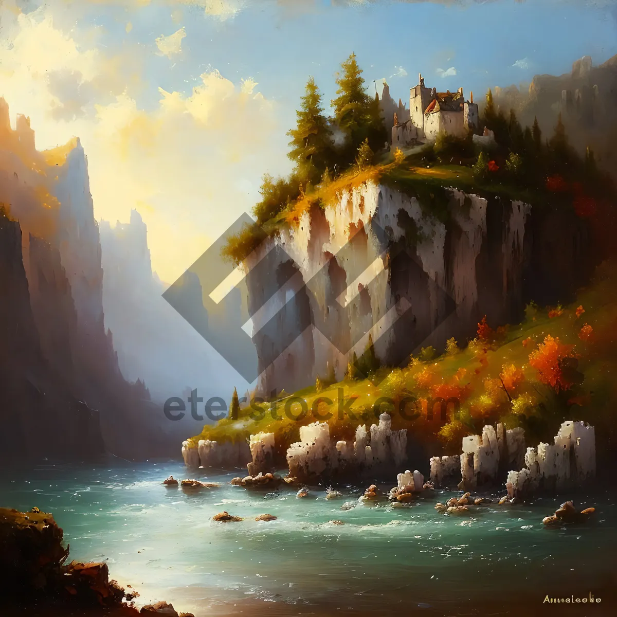 Picture of Serenity at Sunset: Majestic Coastal Cliff and Ocean View