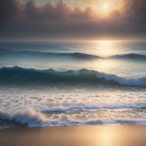 Sunset Serenity: Tropical Beach Horizon at Evening