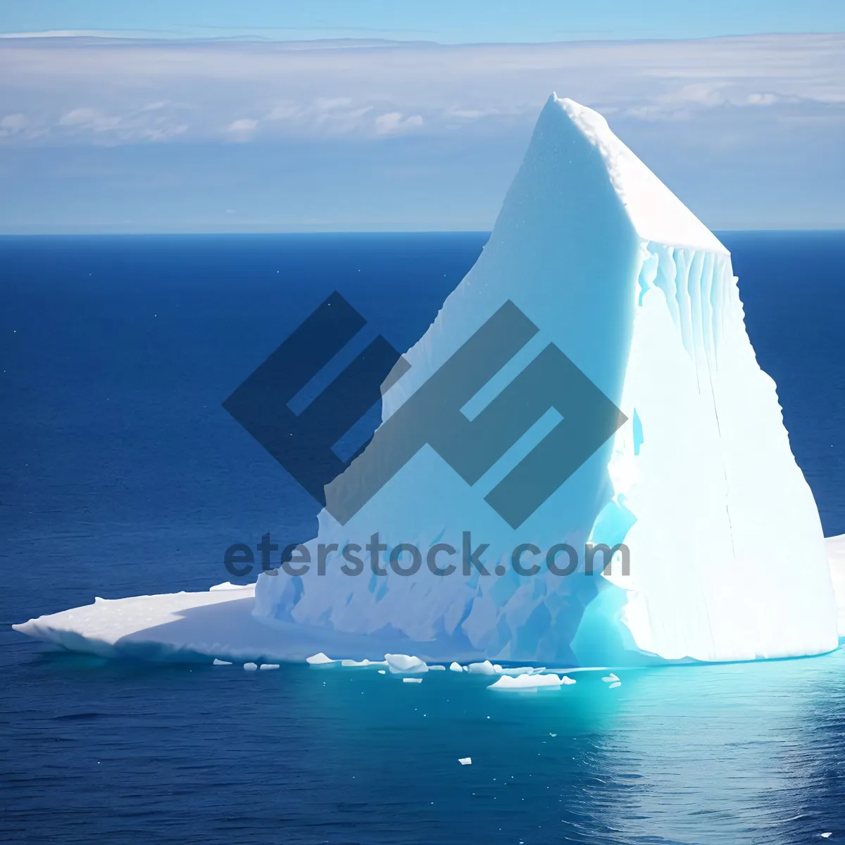Picture of Serene Seascape: Ocean, Iceberg, and Sky