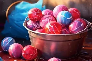 Colorful Easter Egg Bucket filled with candy and sweets