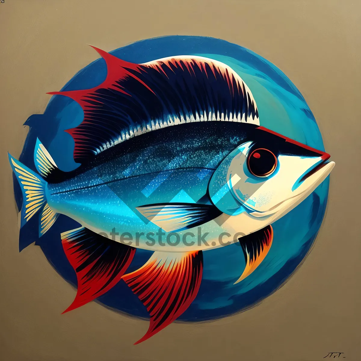 Picture of Colorful fish eye in aquarium wheel pinwheel seawater