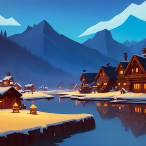 Tranquil Waterside Resort Cityscape