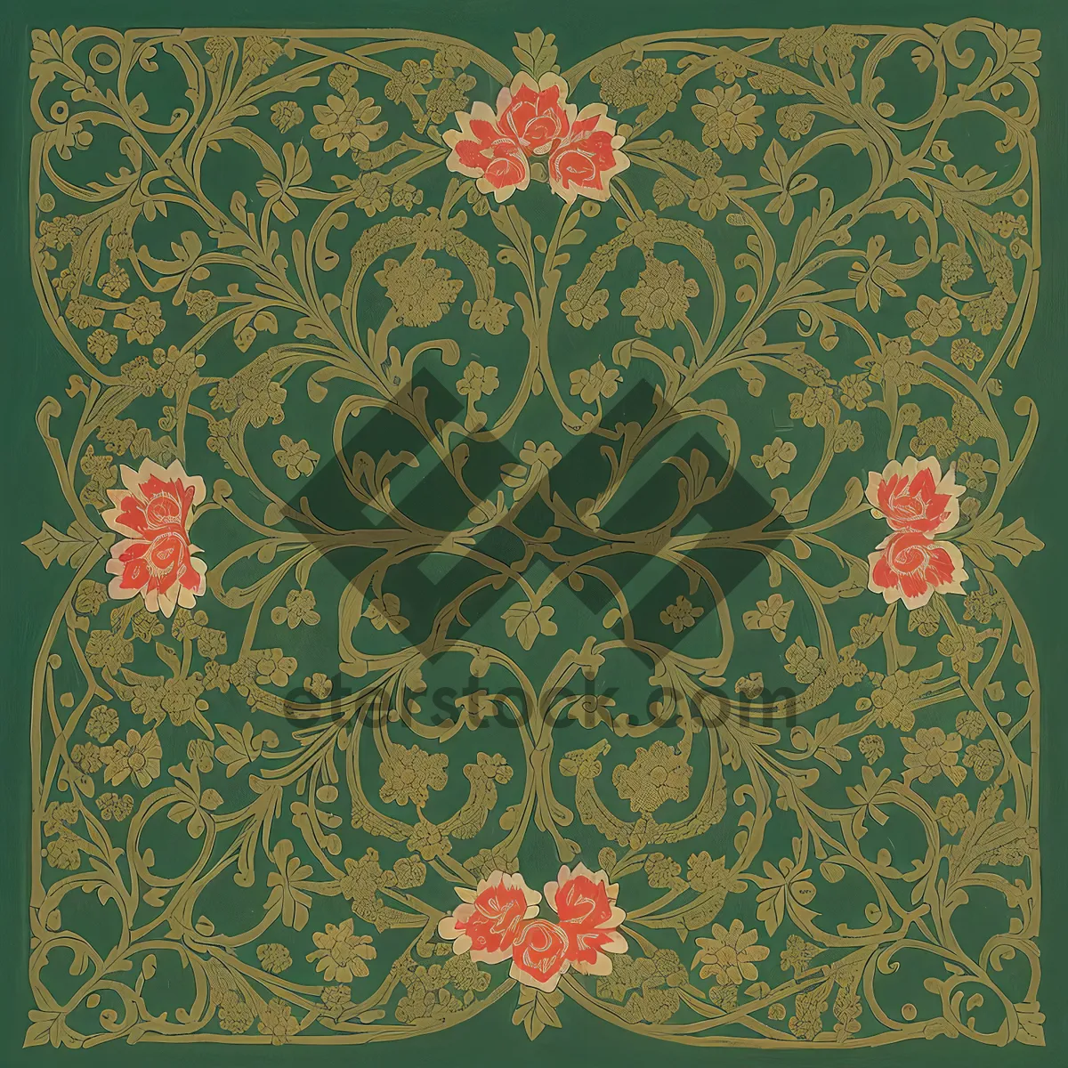 Picture of Floral Damask Wallpaper: Vintage Decorative Textile Design