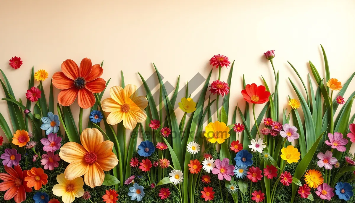 Picture of Colorful Summer Bouquet of Pink and Yellow Flowers