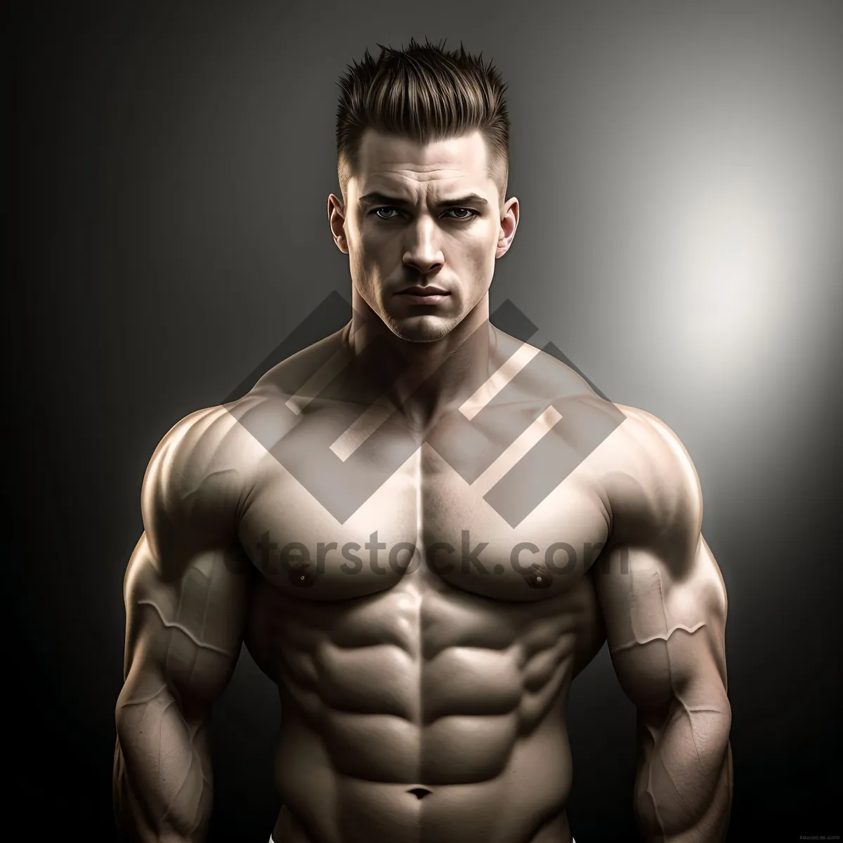 Picture of Ripped Male Model Flexing Muscles