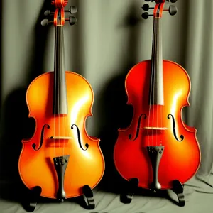 Melodic string instrument performance with cello and violin.