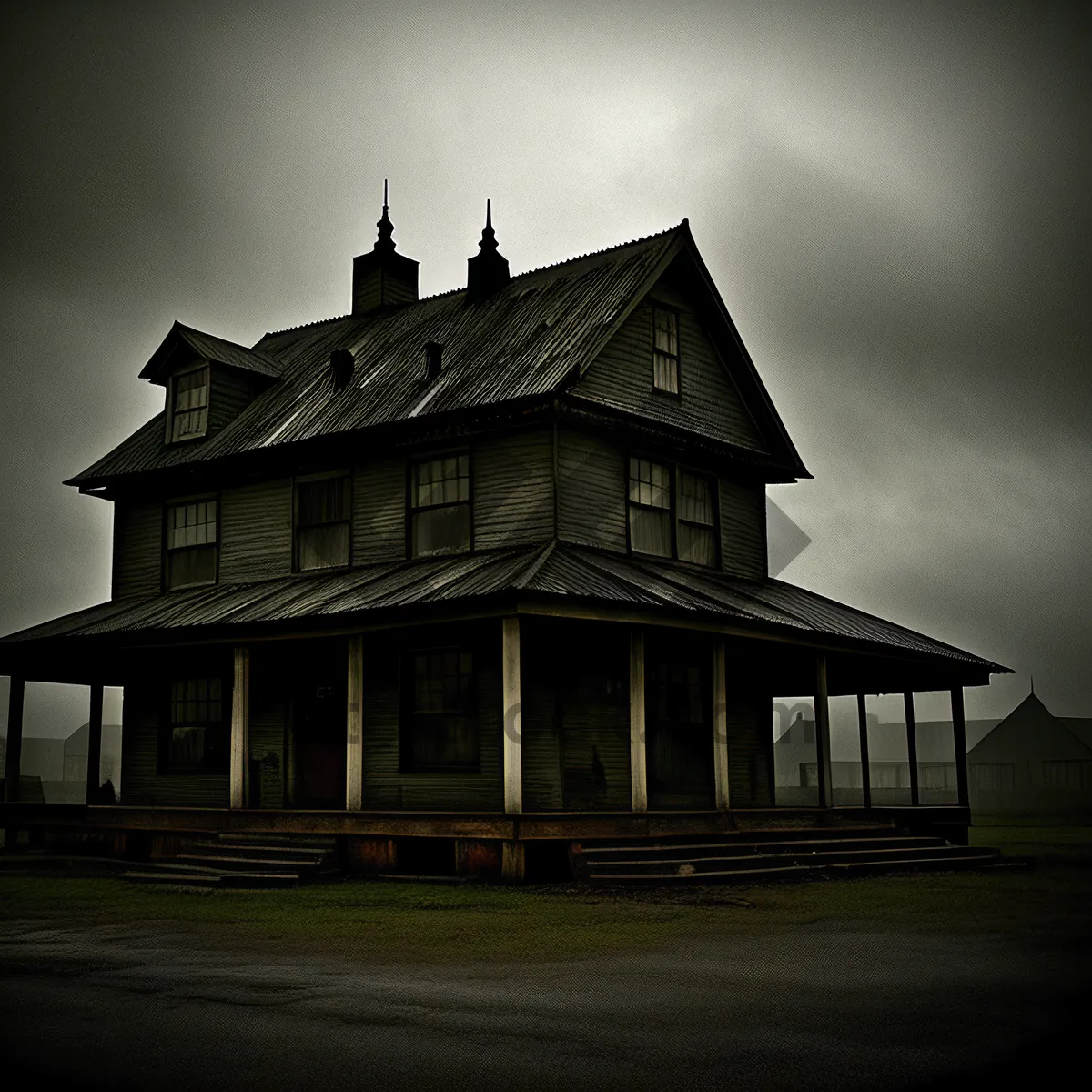 Picture of Old Estate with Sky View and Tiled Roof