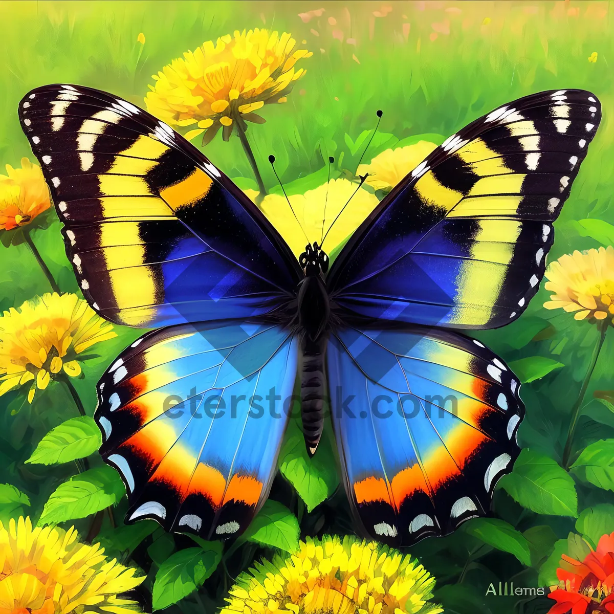 Picture of Delicate Orange Butterfly with Colorful Wings