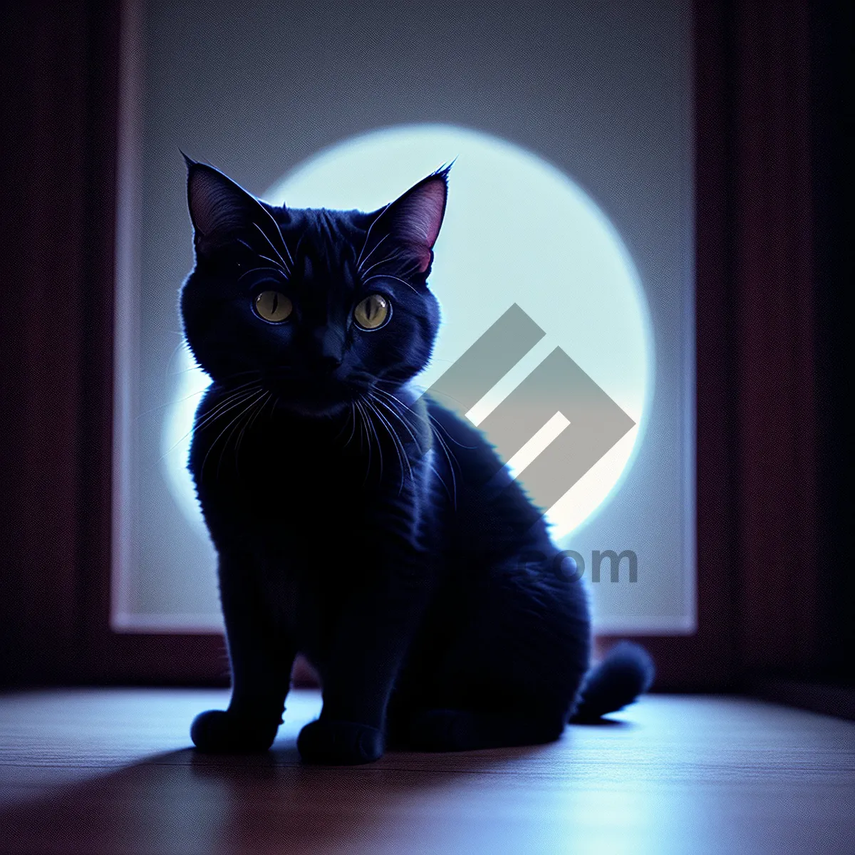 Picture of Cute Gray Kitty on Windowsill - Adorable Domestic Pet