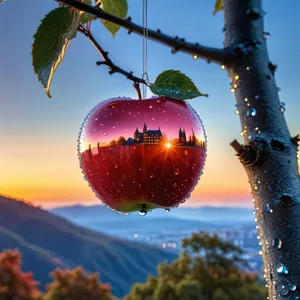 Organic ripe red apple, delicious and juicy