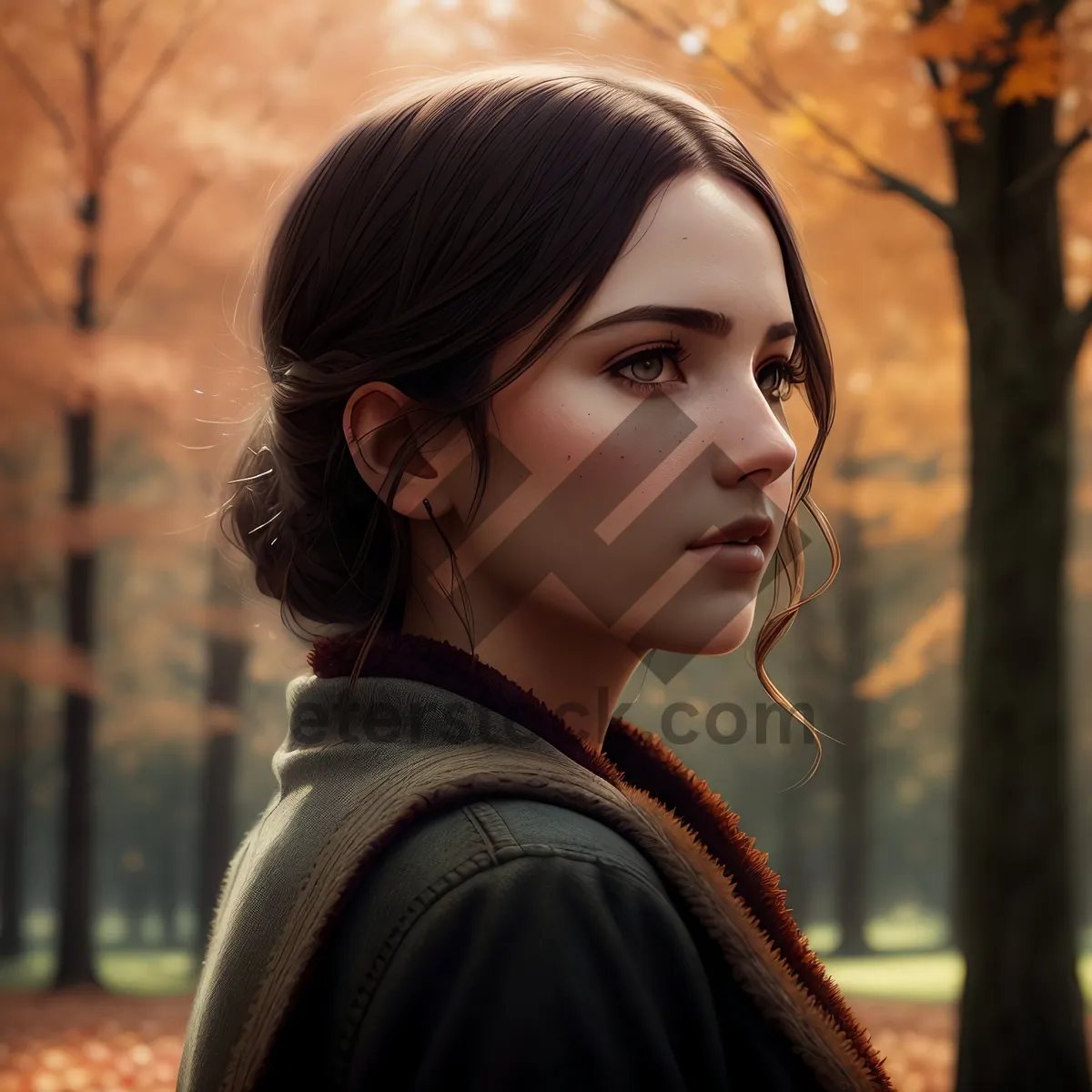 Picture of Smiling brunette lady exuding happiness in fashion portrait