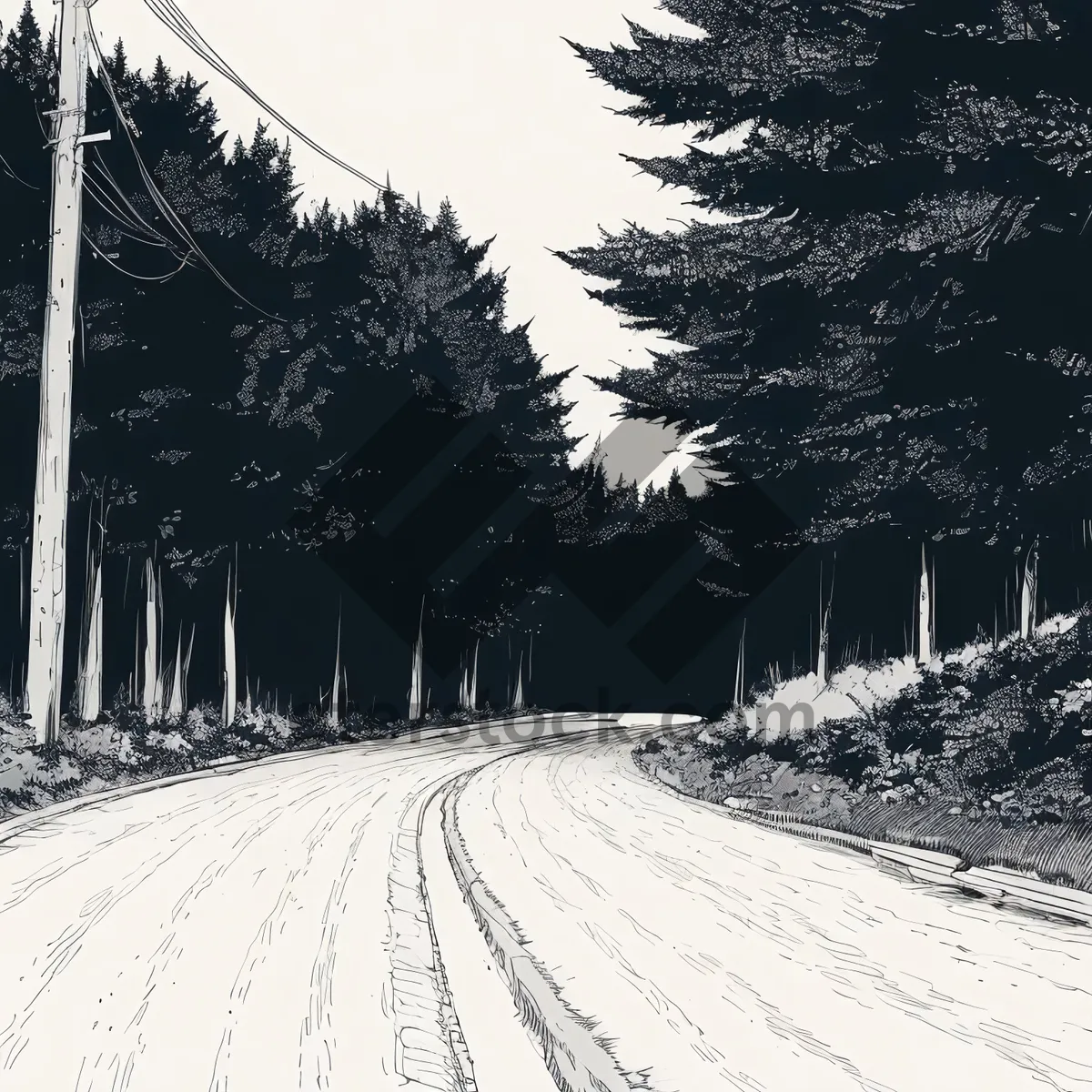 Picture of Winter Wonderland: Majestic Frozen Ski Slope in Snowy Forest