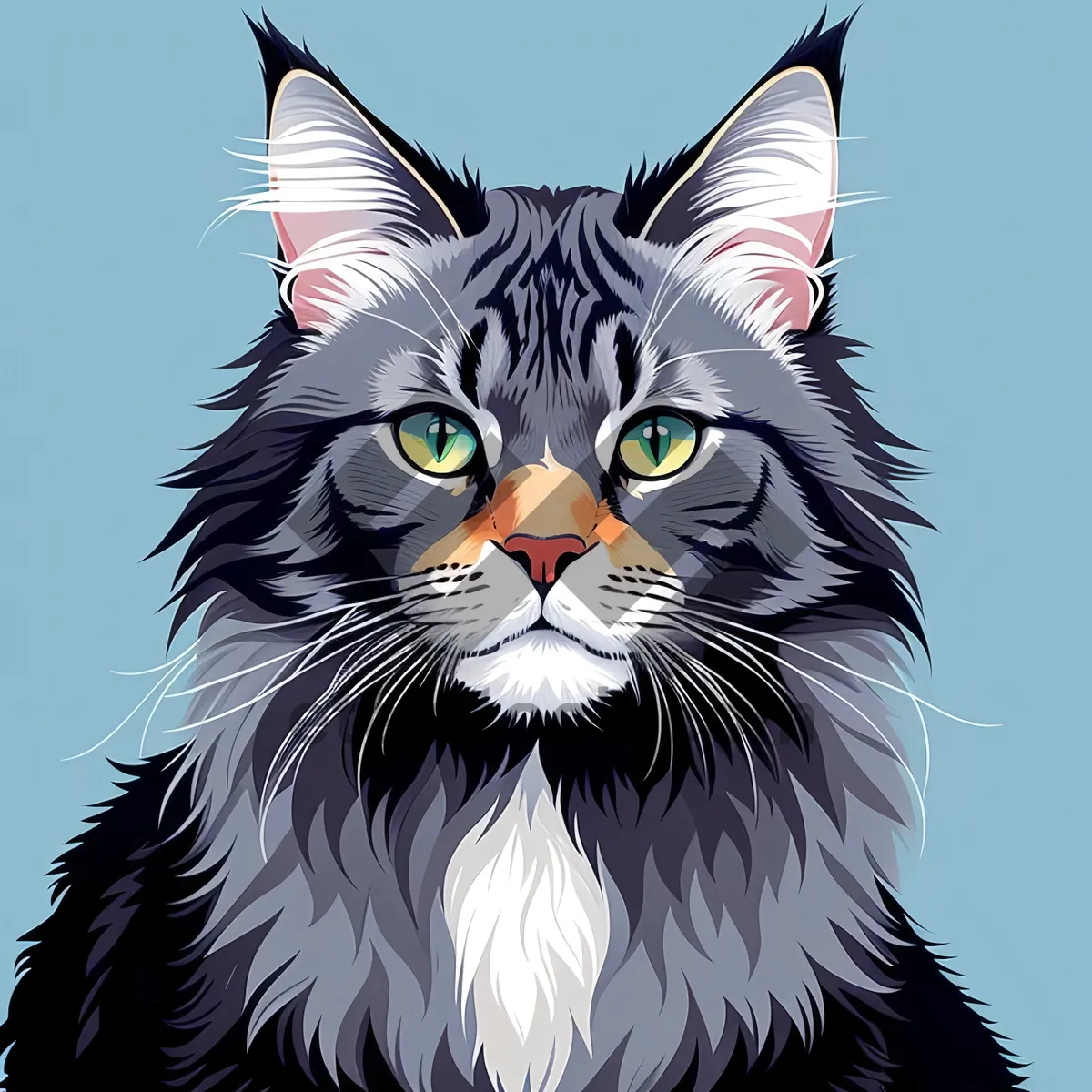 Picture of Fluffy Gray Kitty with Curious Eyes