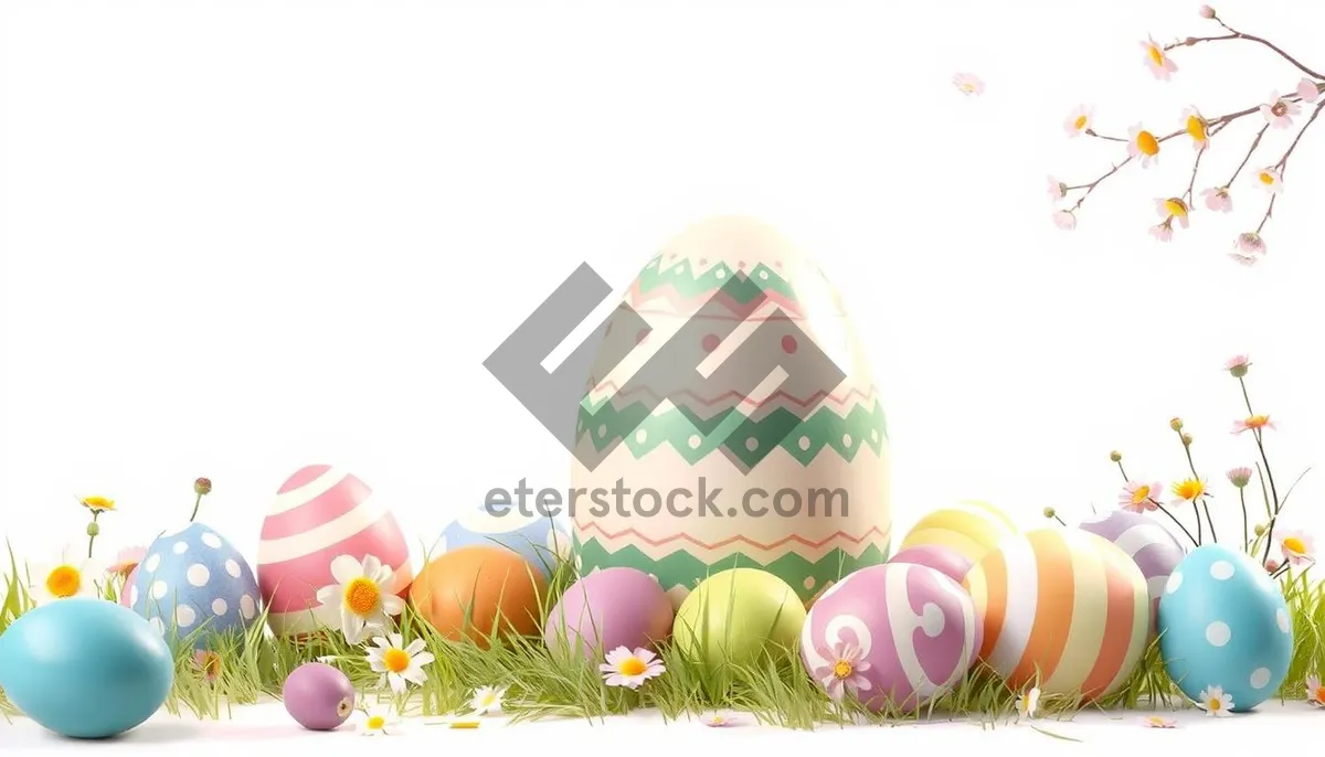 Picture of Colorful Bunny and Flower Decoration for Holiday Celebration Image