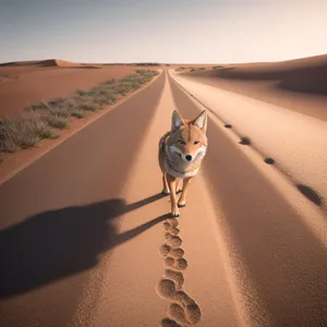 Serenity on the Desert Road: Sunset Horizon