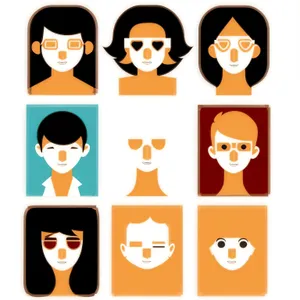 Facial Cartoon Icon - Set of Stylish Mustache Icons.