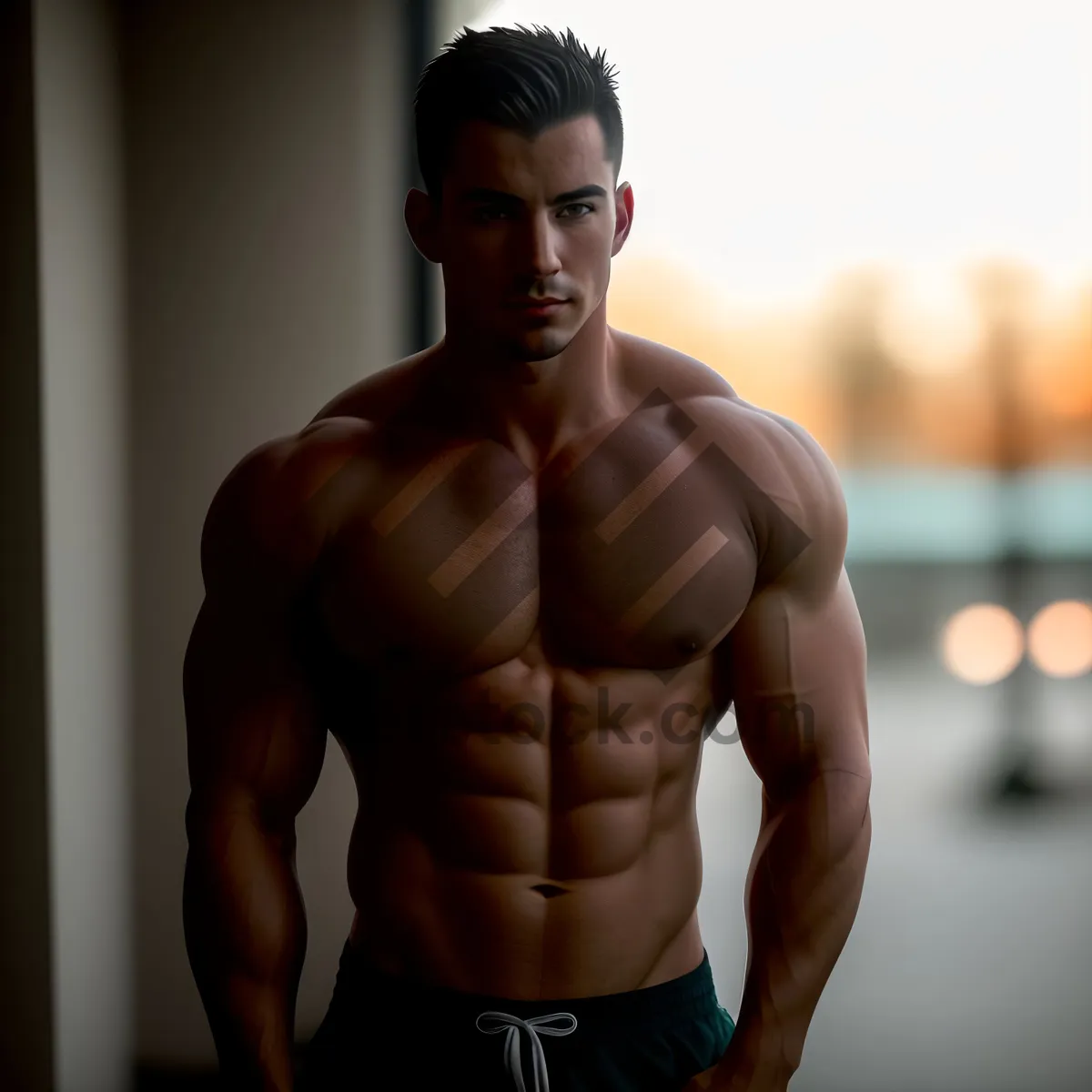 Picture of Muscular Male Bodybuilder Posing With Authority