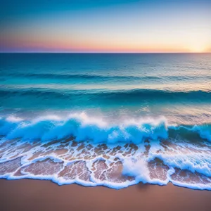 Turquoise Waves Ablaze in Tropical Sunset