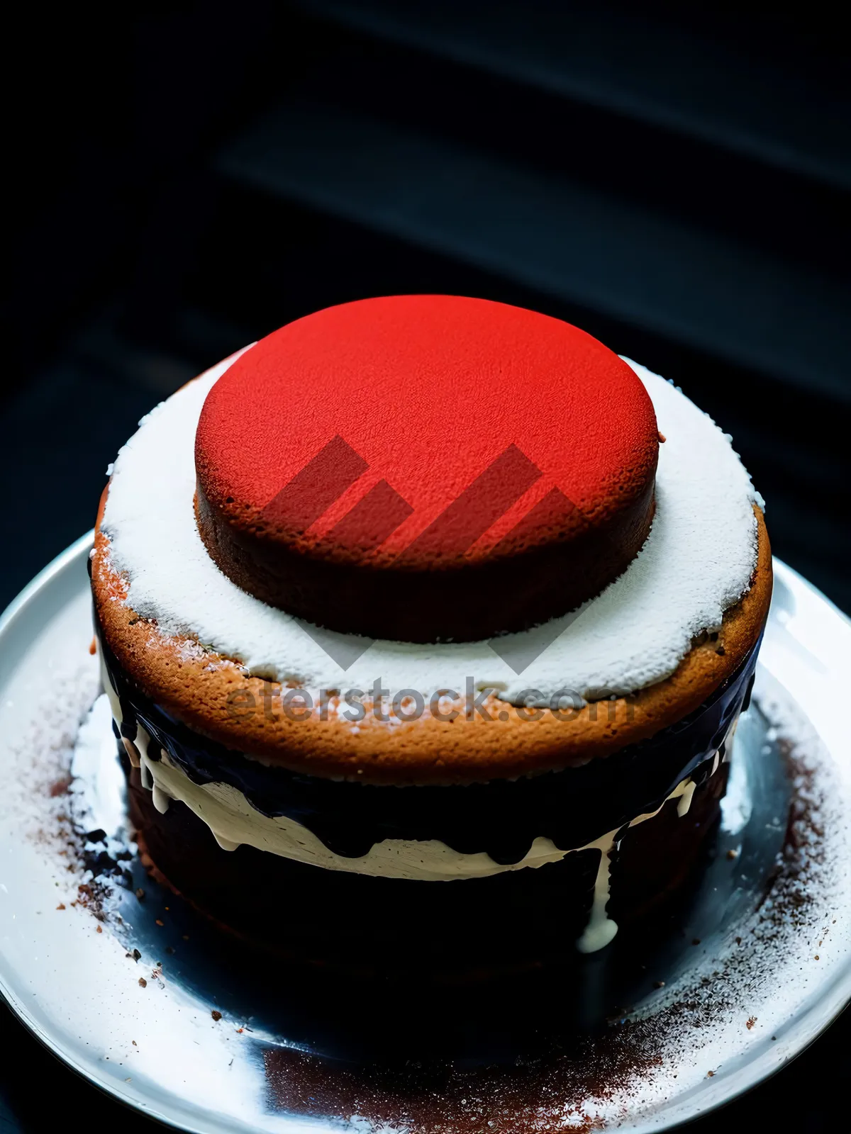 Picture of Delicious Chocolate Dessert with Fresh Fruits and Cream