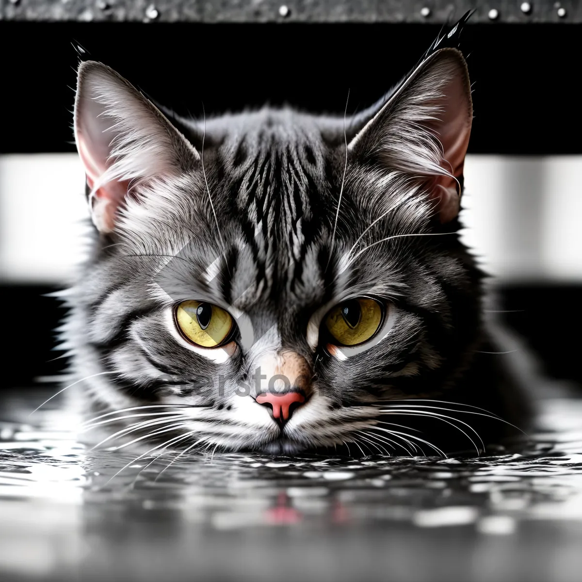 Picture of Fuzzy Gray Kitten with Curious Eyes