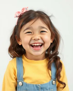 Attractive brunette model with braid smiling in studio