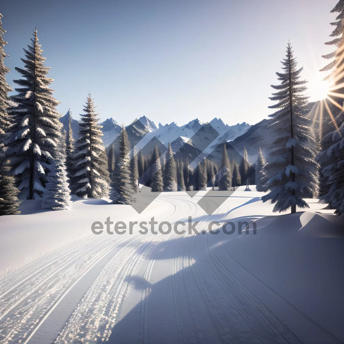 Picture of Snowy Evergreen Mountain Landscape