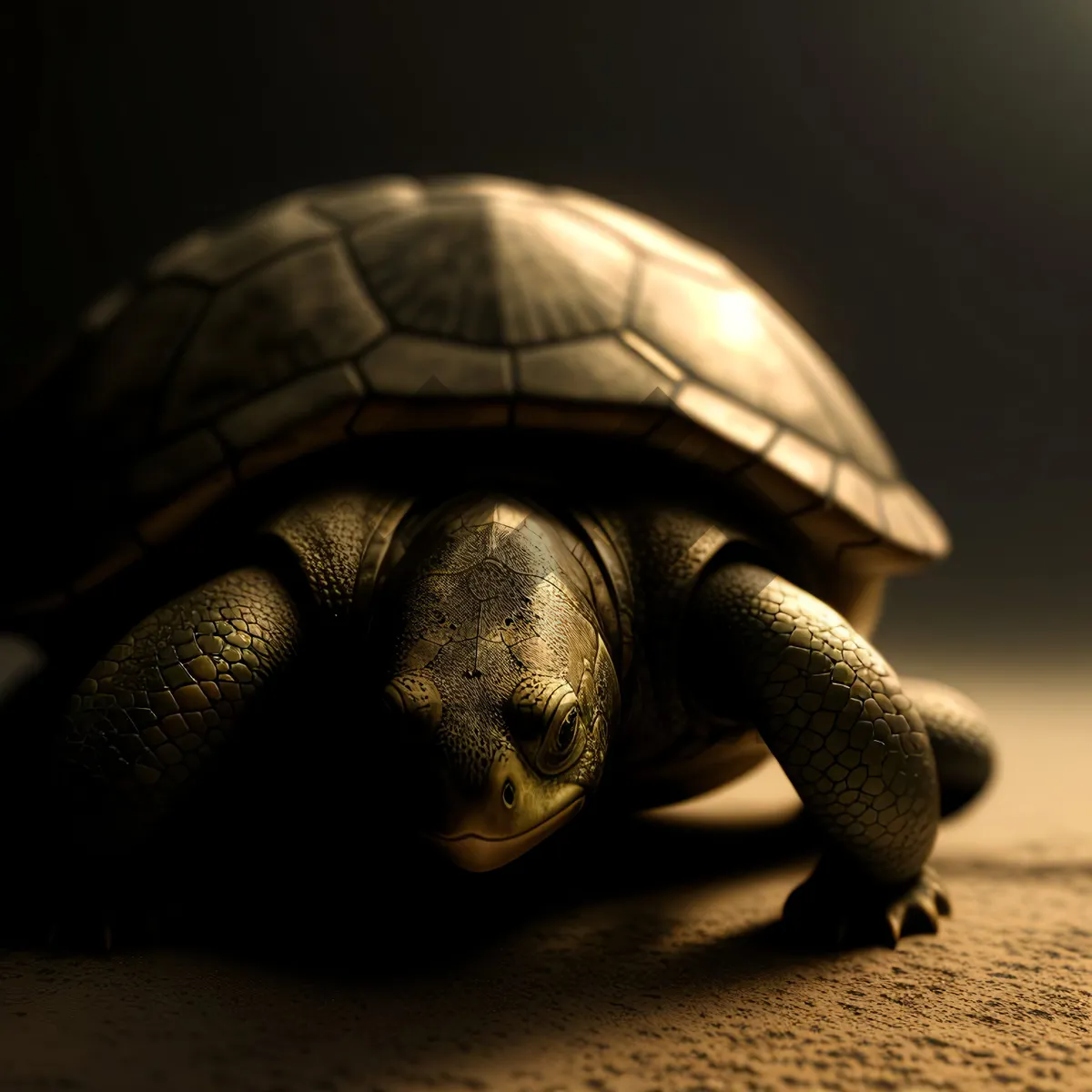 Picture of Cute Mud Turtle: Slow-moving Sea Reptile with Hard Shell