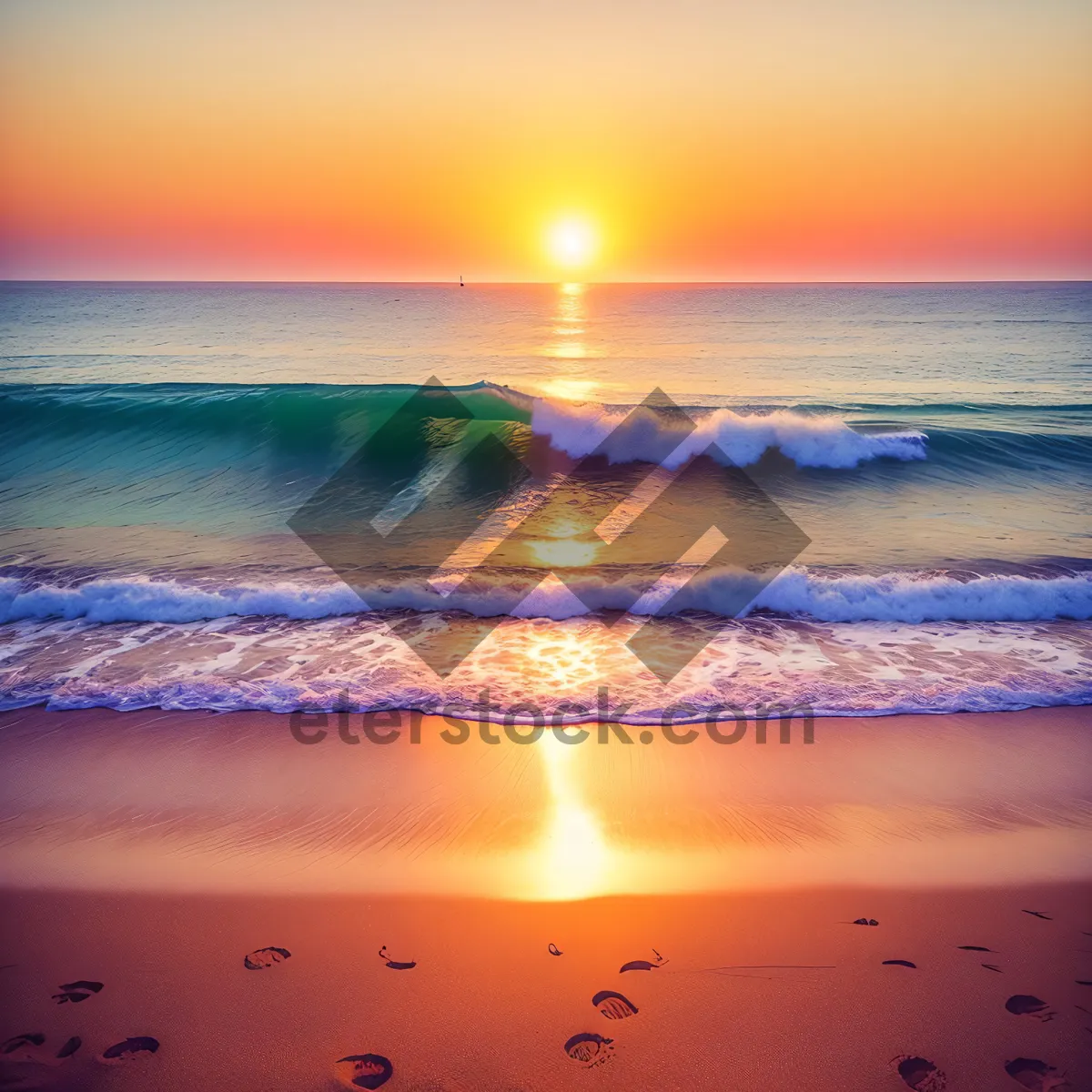 Picture of Serene Sunset over Tropical Beach Paradise