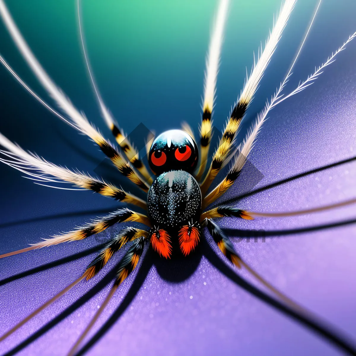 Picture of Black Widow Spider Web Art: Illuminated Arachnid Design