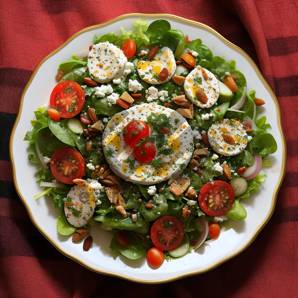 Picture of Gourmet Pizza with Fresh Vegetables and Cheese