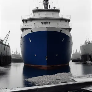 Sea-Faring Liner at Harbor - Maritime Transport