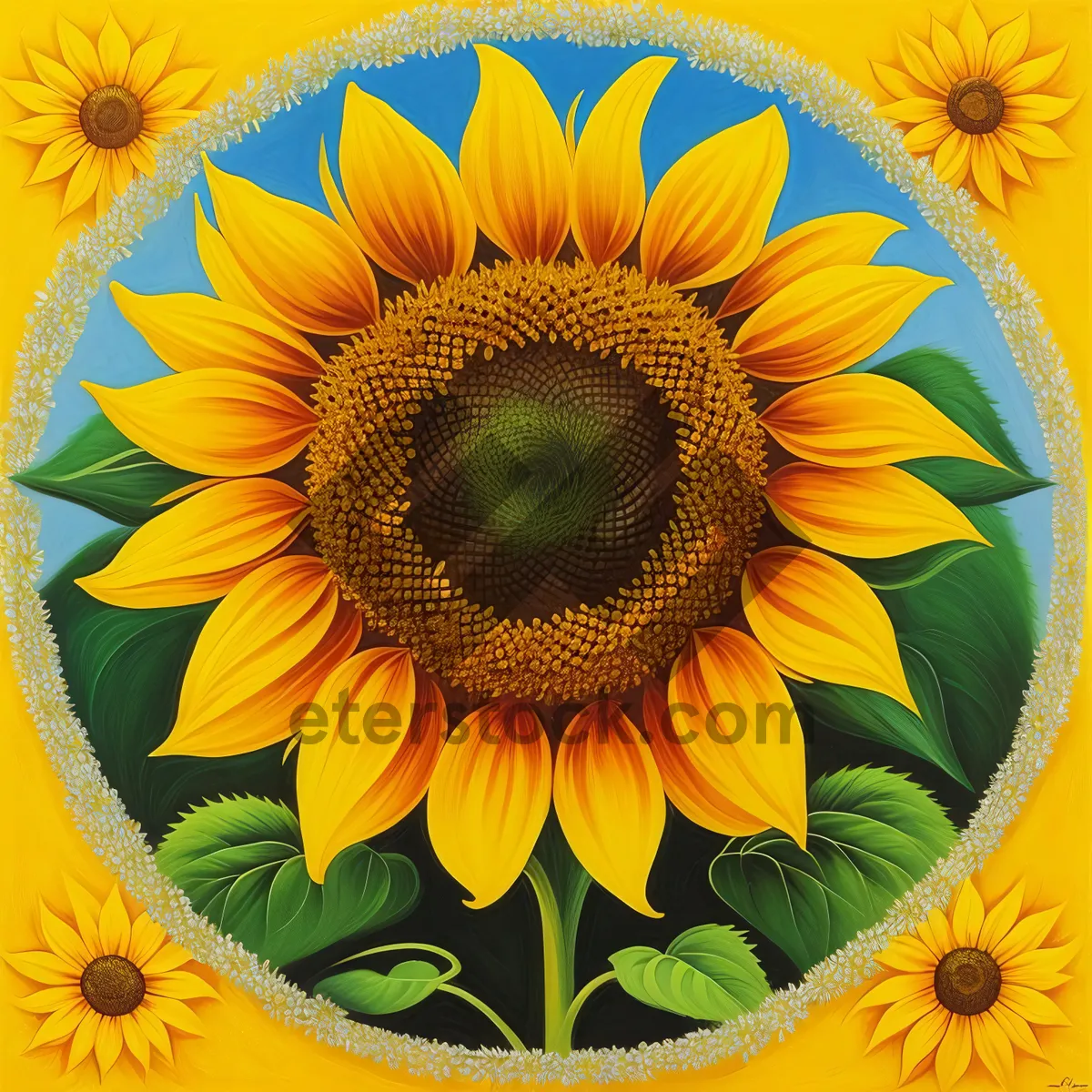 Picture of Vibrant Yellow Sunflower Blooming in Sunny Field