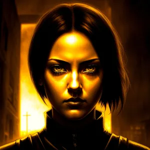 Mystical Sorcerer Portrait: Dark-haired, Attractive Model with Alluring Eyes