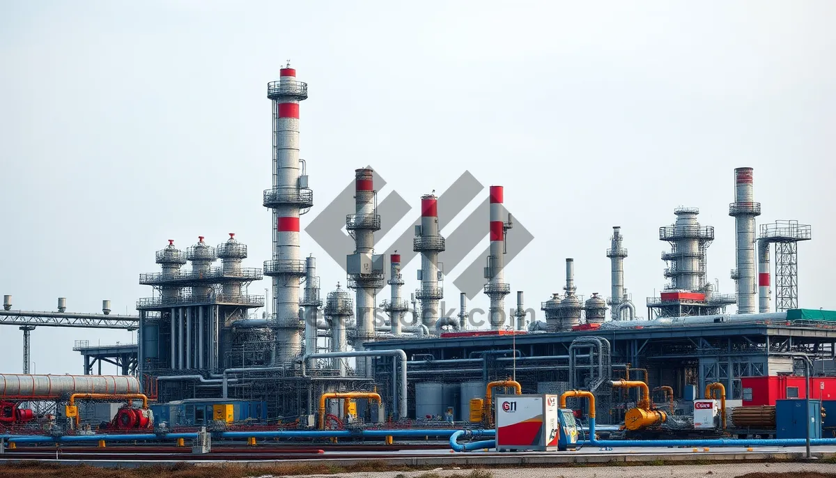 Picture of Industrial power plant towering over city skyline.