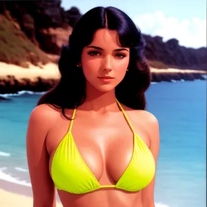 Beach Babe: Sultry Bikini Swimsuit Model